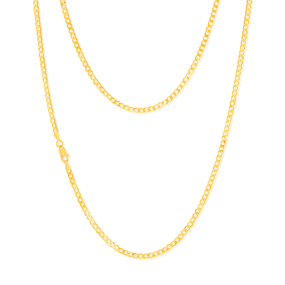 9ct Yellow Solid Gold Curb Chain 80 gauge in 55cm