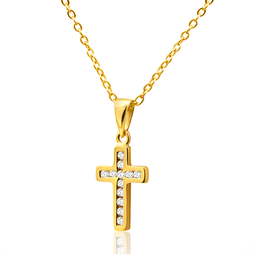 9ct Yellow Gold Cross Pendant With 15 Points of Diamond – Grahams Jewellers