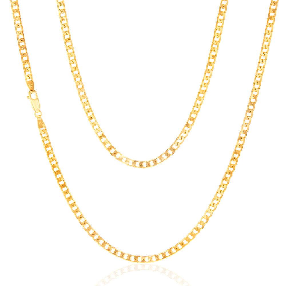 9ct Yellow Solid Gold 120 Gauge Curb 60cm Chain