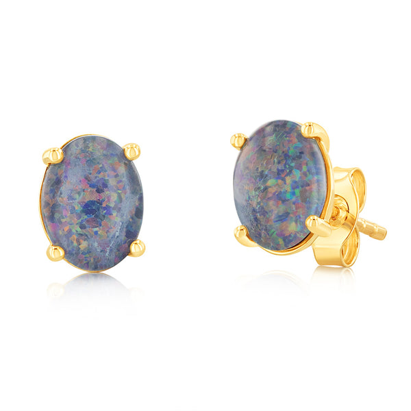 9ct Yellow Gold Triplet Opal Stud Earrings – Grahams Jewellers