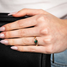 Load image into Gallery viewer, Created Emerald Cubic Zirconia Ring in 9ct Yellow Gold