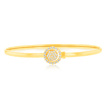 Load image into Gallery viewer, 9ct Gold Silver Filled Cubic Zirconia Sun-Flower Power 2 way Oval 50x60mm Bangle