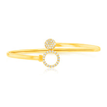 Load image into Gallery viewer, 9ct Gold Silver Filled Cubic Zirconia Sun-Flower Power 2 way Oval 50x60mm Bangle