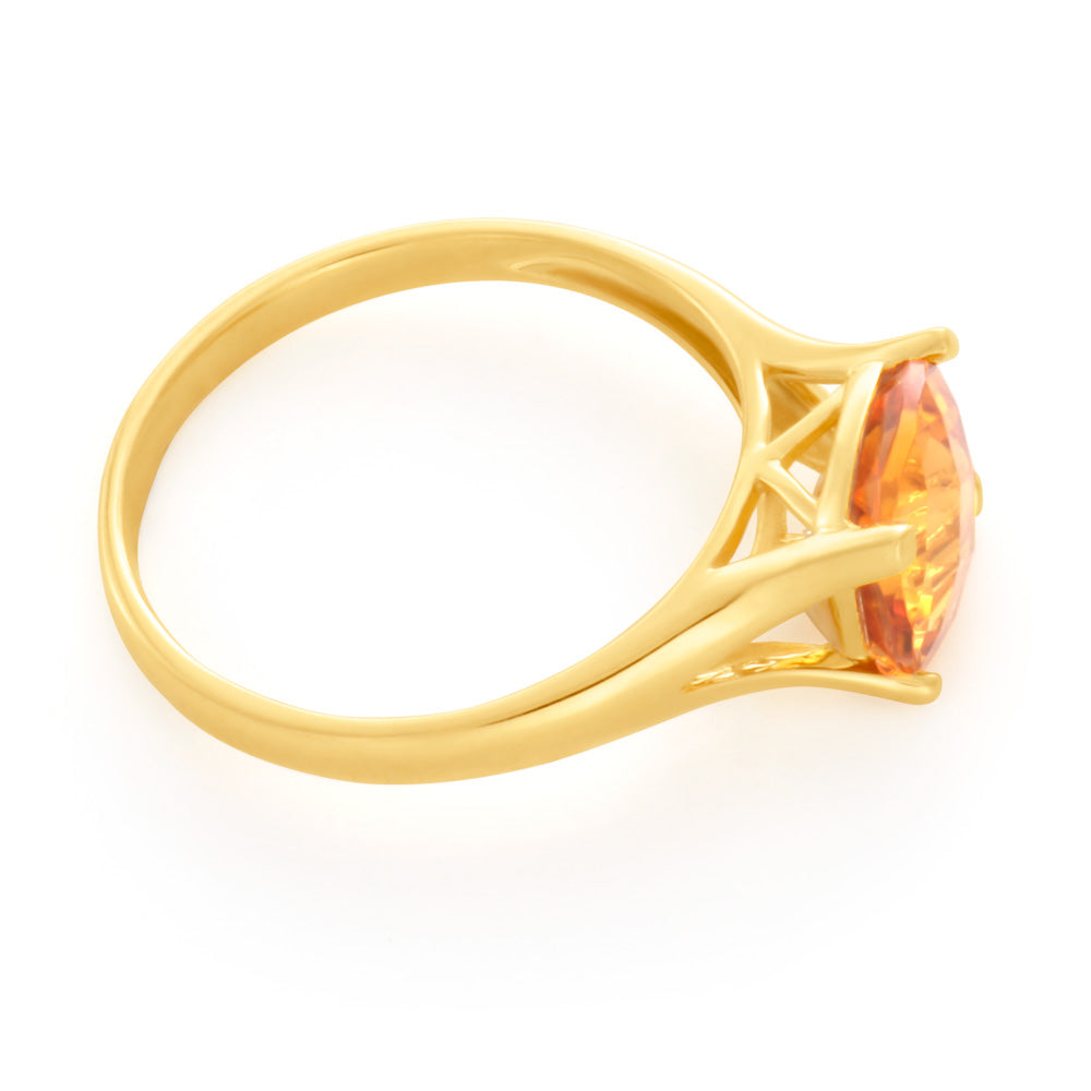 9ct Yellow Gold 2.00 Carat Cushion Cut Citrine Ring