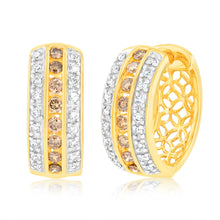 Load image into Gallery viewer, Australian Diamond 9ct Yellow Gold Diamond Hoop Earrings