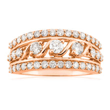 Load image into Gallery viewer, 9ct Rose Gold 1 Carat Diamond Ring set with 41 Brilliant Cut Diamonds