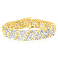 Load image into Gallery viewer, 9ct Yellow Gold 10.6 Carat Diamond  18.5cm Bracelet with Brilliants and Baguettes