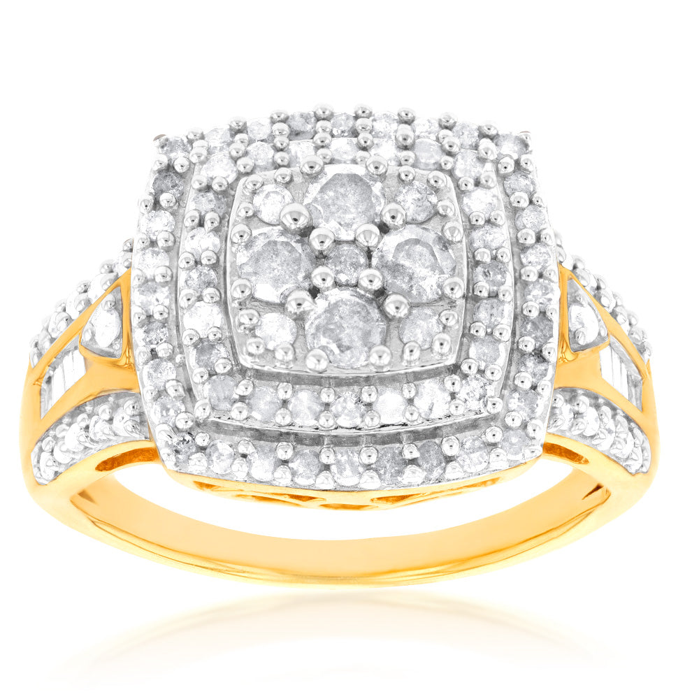 Gold Plated Silver 1 Carat Diamond Dress Ring