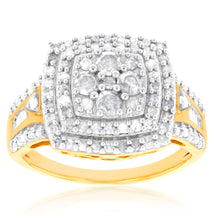 Load image into Gallery viewer, Gold Plated Silver 1 Carat Diamond Dress Ring