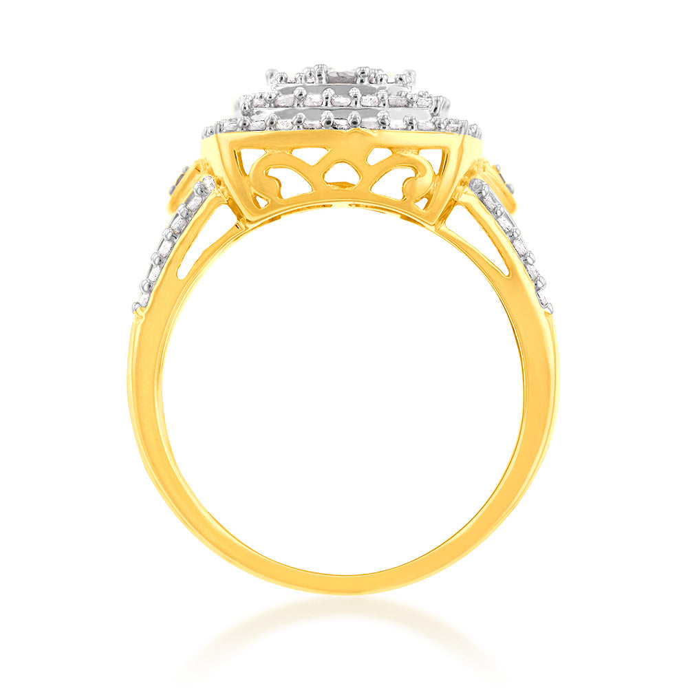 Gold Plated Silver 1 Carat Diamond Dress Ring