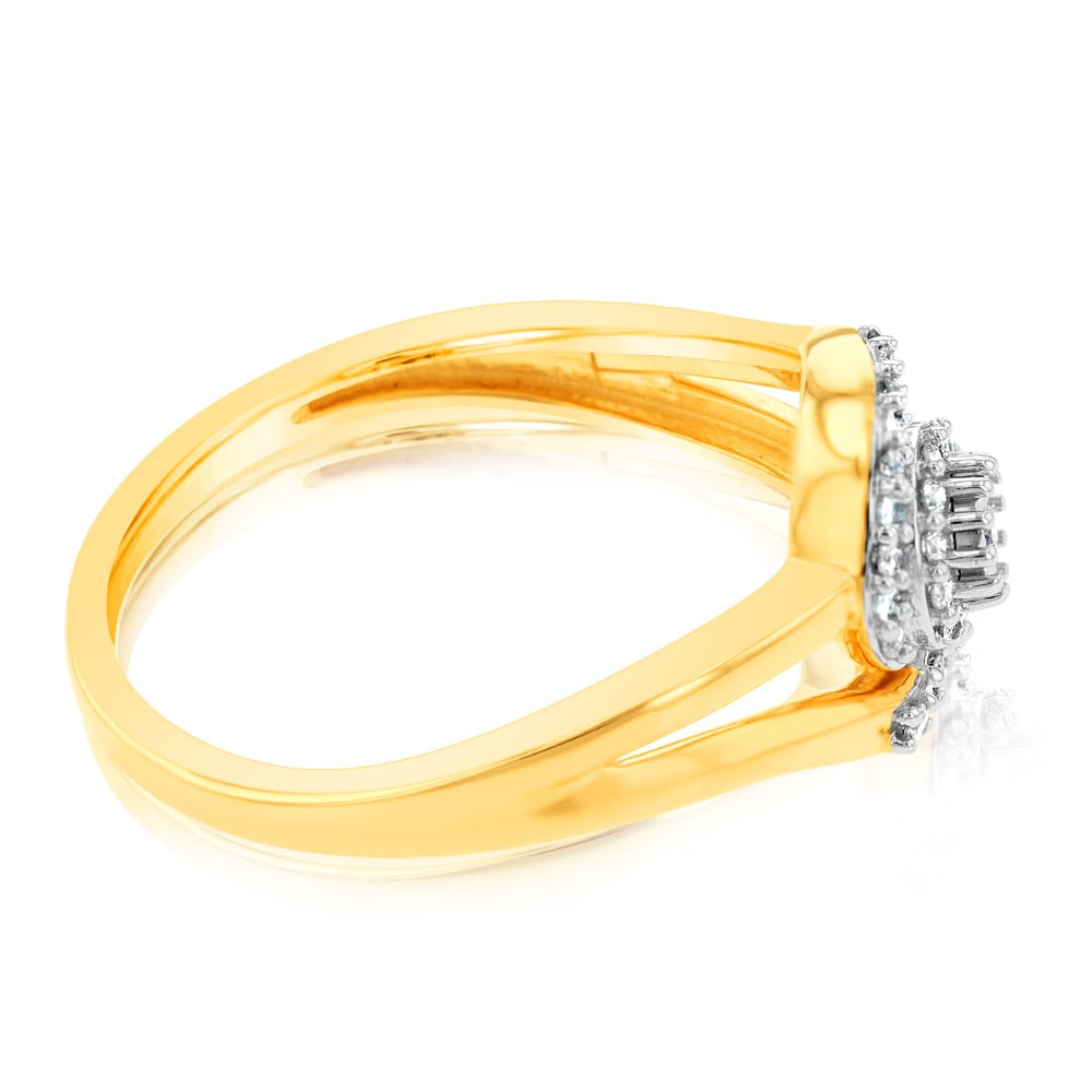 9ct Yellow Gold 0.05 Carat Swirl Diamond Ring
