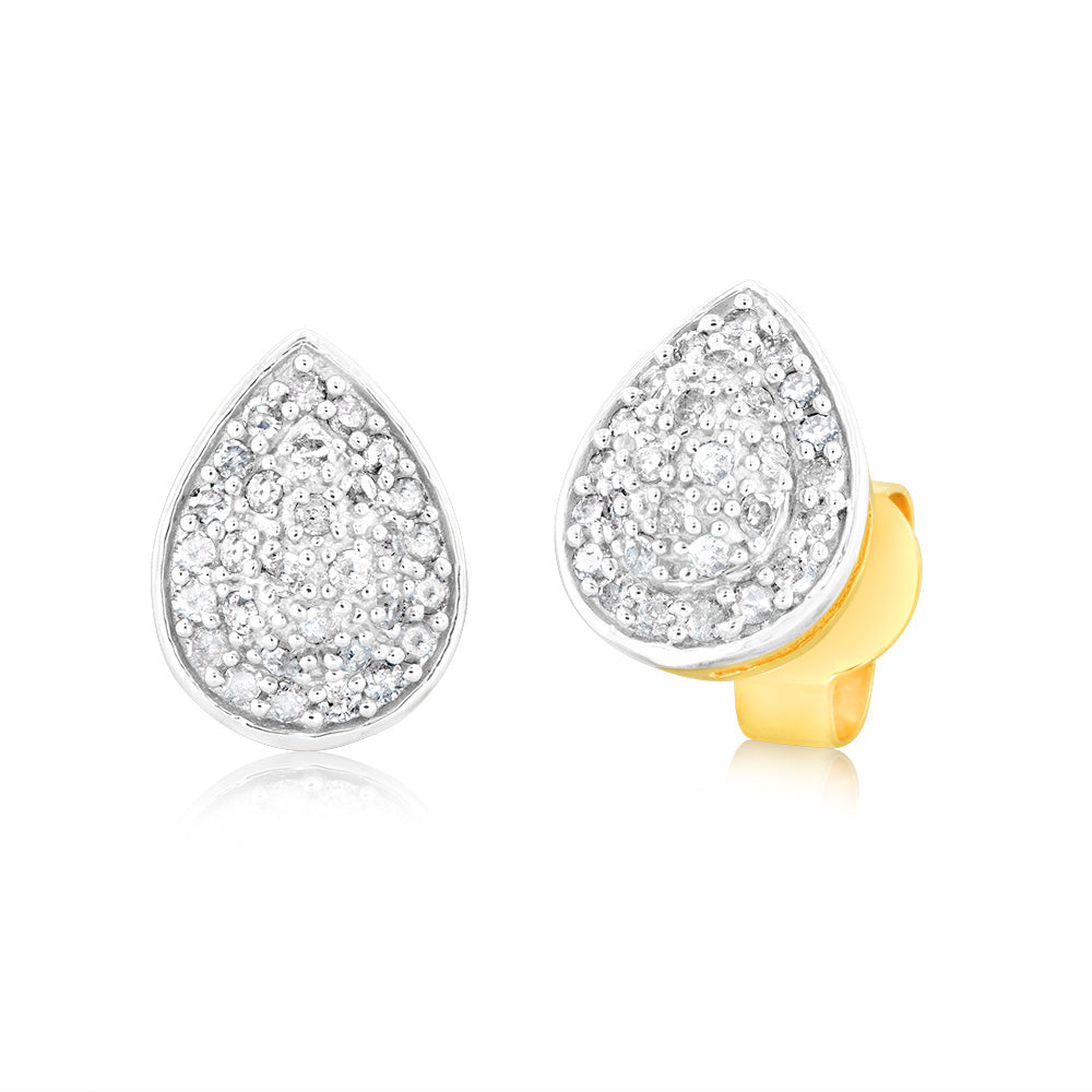 1/4Carat Pear Shaped Diamond Earring in 9ct Yellow Gold