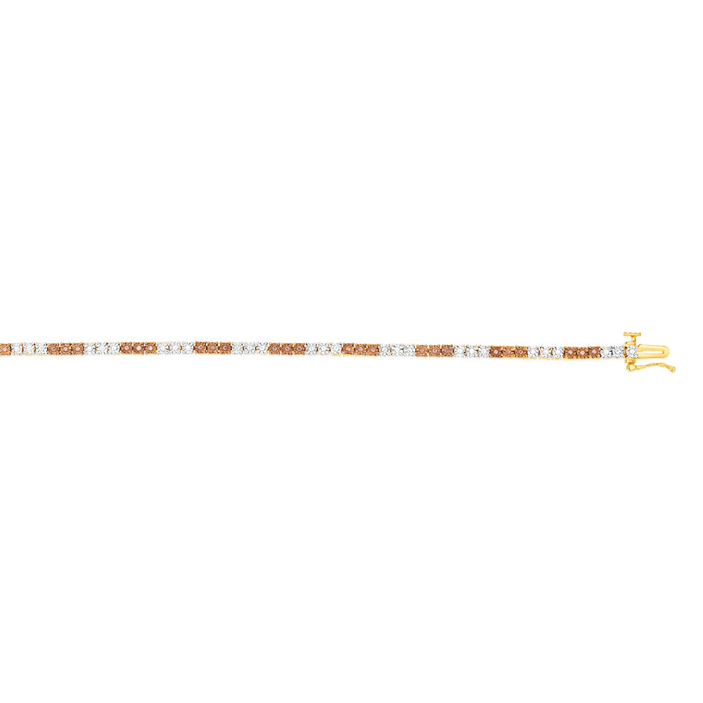 14ct Gold Plated Sterling Silver 19cm Bracelet With 1 4 Carat Of White 