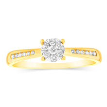 Load image into Gallery viewer, 9ct Yellow 1/4 Carat Round Cluster Diamond Ring