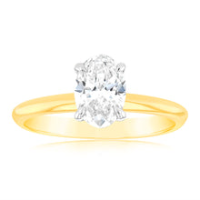 Load image into Gallery viewer, Luminesce Lab Grown 1 Carat Certified Oval Engagement Ring in 18ct Yellow Gold