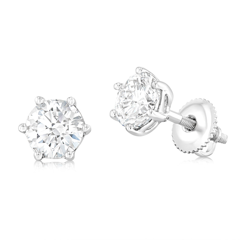 Luminesce Lab Grown 9ct White Gold 2 Carat Diamond Stud Earrings 