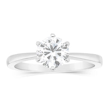 Load image into Gallery viewer, Luminesce Lab Grown 1 Carat Brillian Cut Diamond Solitaire Ring in Sterling Silver