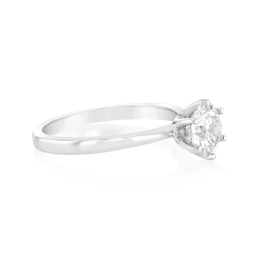 Luminesce Lab Grown 1 Carat Brillian Cut Diamond Solitaire Ring in Sterling Silver