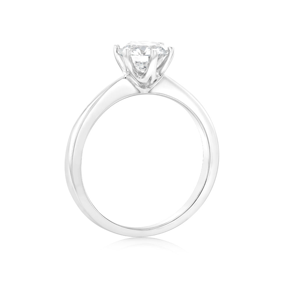 Luminesce Lab Grown 1 Carat Brillian Cut Diamond Solitaire Ring in Sterling Silver