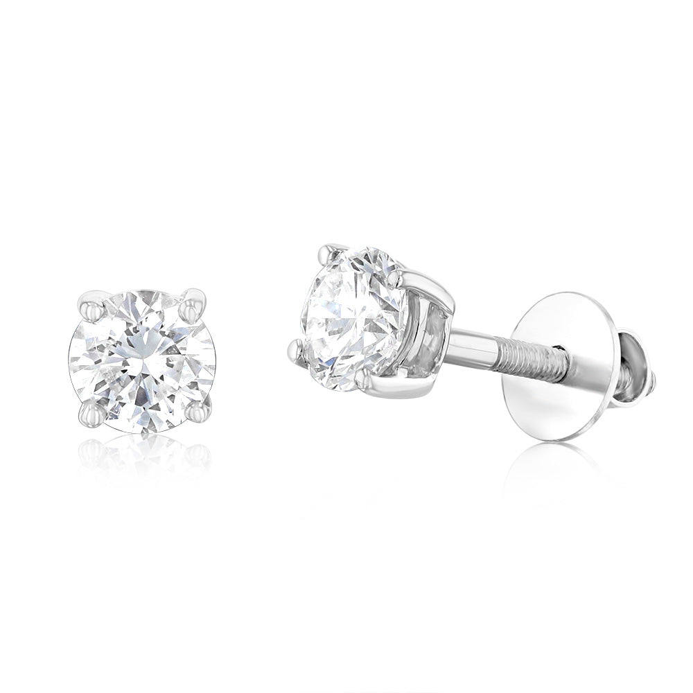 Luminesce Lab Grown Solitaire Stud Earrings in 3/4 Carat Diamond in White Gold