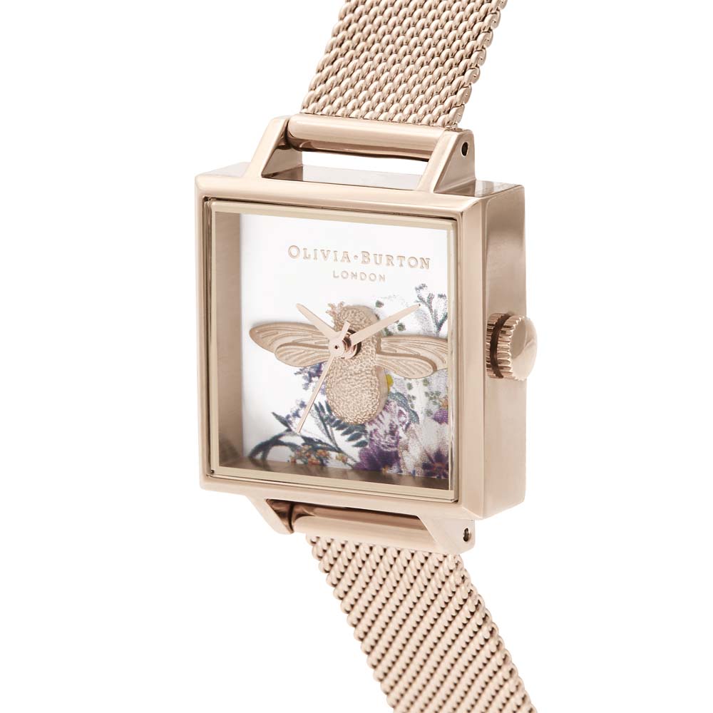 Olivia burton glasshouse shop rose gold mesh