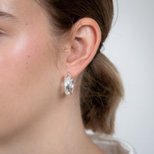 Load image into Gallery viewer, Sterling Silver 15mm Plain Half Round Hoop Earrings