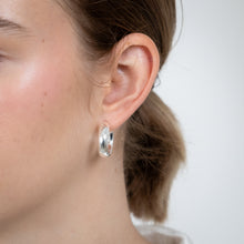 Load image into Gallery viewer, Sterling Silver 15mm Plain Half Round Hoop Earrings