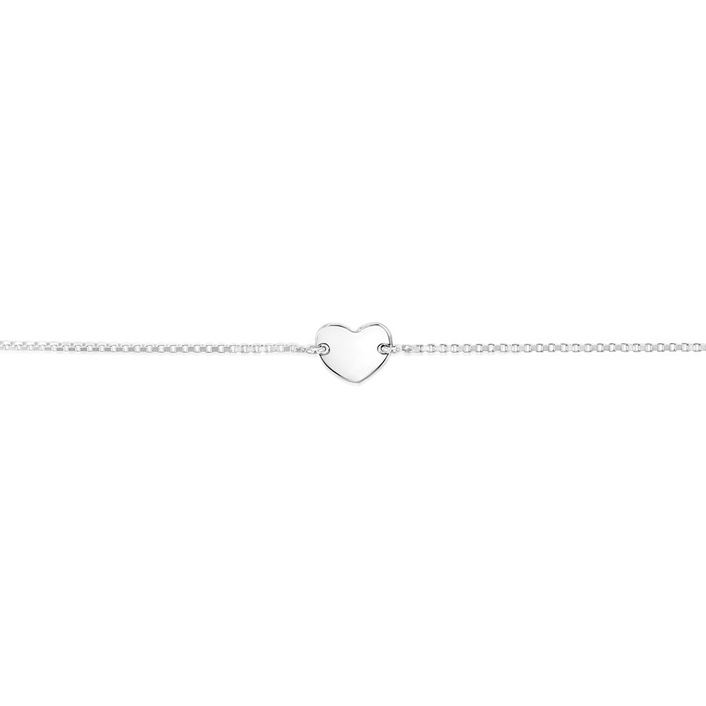 Sterling Silver Heart Disc Adjustable Friendship Bracelet