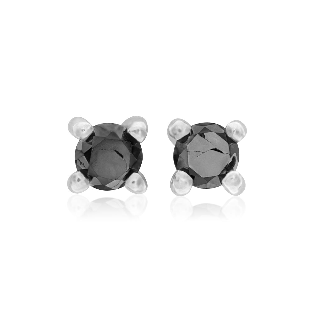 Sterling Silver 1/5 Carat Black Diamond Stud Earrings