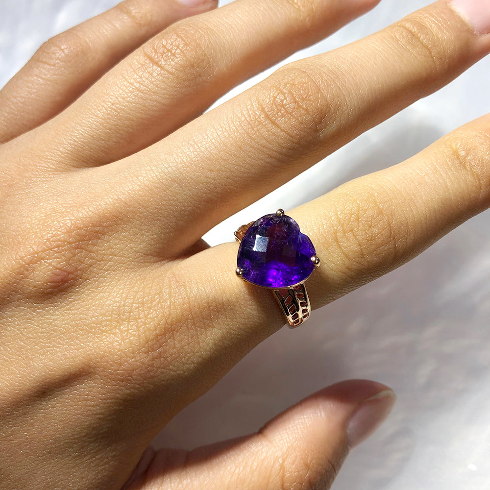 Amethyst heart deals ring