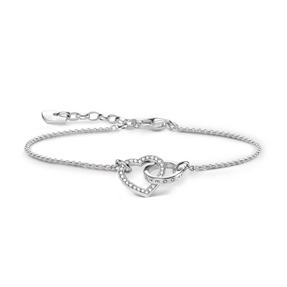 Thomas Sabo Sterling Silver Togather Heart CZ 16-19cm Bracelet