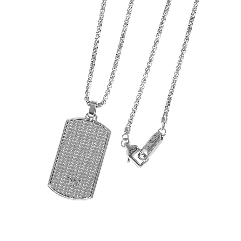 Emporio Armani Stainless Steel Dog Tag Pendant With Chain Grahams Jewellers