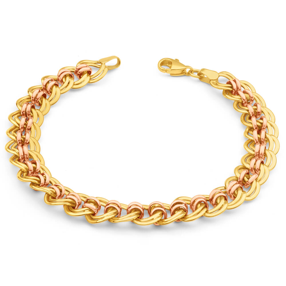 9ct Yellow Gold & Rose Gold Curb Bracelet Grahams Jewellers