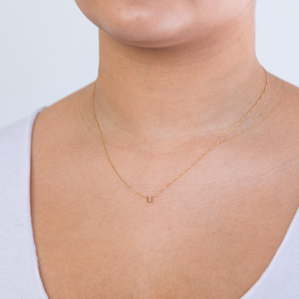 Yellow gold deals initial necklace