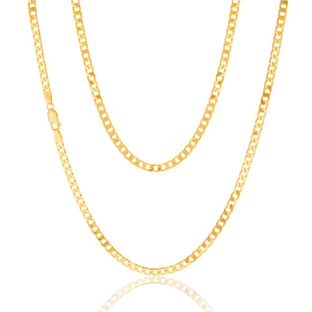 9ct Yellow Solid Gold 120 Gauge Curb 55cm Chain