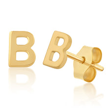 Load image into Gallery viewer, 9ct Yellow Gold Mini Initial &quot;B&quot;Stud Earrings