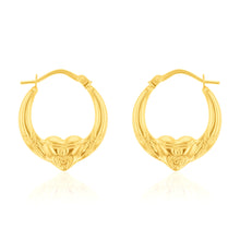 Load image into Gallery viewer, 9ct Yellow Gold Heart Creole Earrings