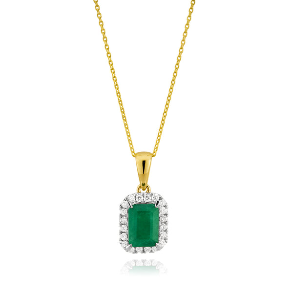 Emerald pendant necklace deals gold