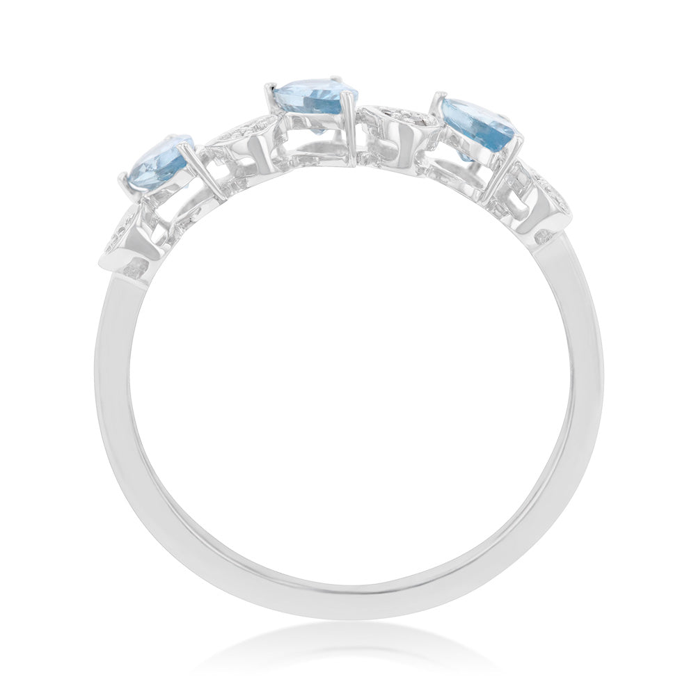 Aquamarine diamond eternity on sale ring