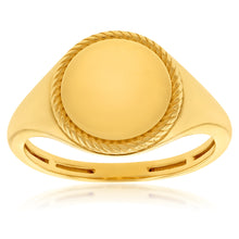 Load image into Gallery viewer, 9ct Yellow Gold Round Rope Edge Signet Ring