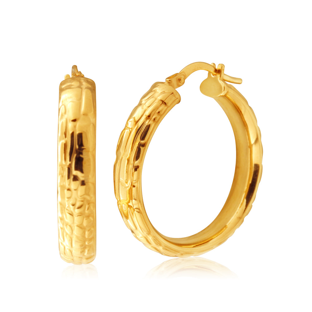 9ct Yellow Gold Silver Filled 20mm Hoop Earrings