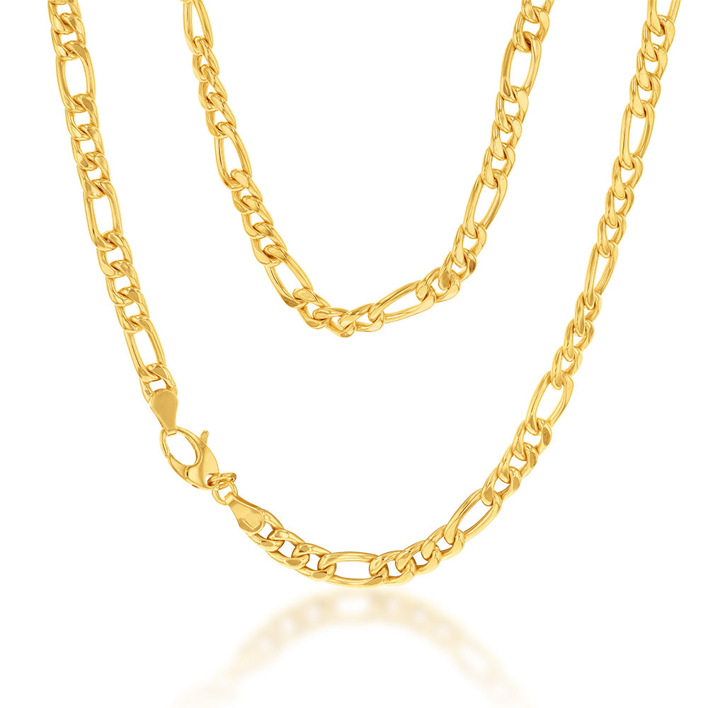 9ct Silverfilled Yellow Gold Figaro 45cm 150Gauge Chain