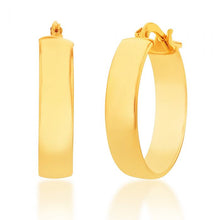 Load image into Gallery viewer, 9ct Silverfilled Yellow Gold Plain 15mm Hoop Earrings