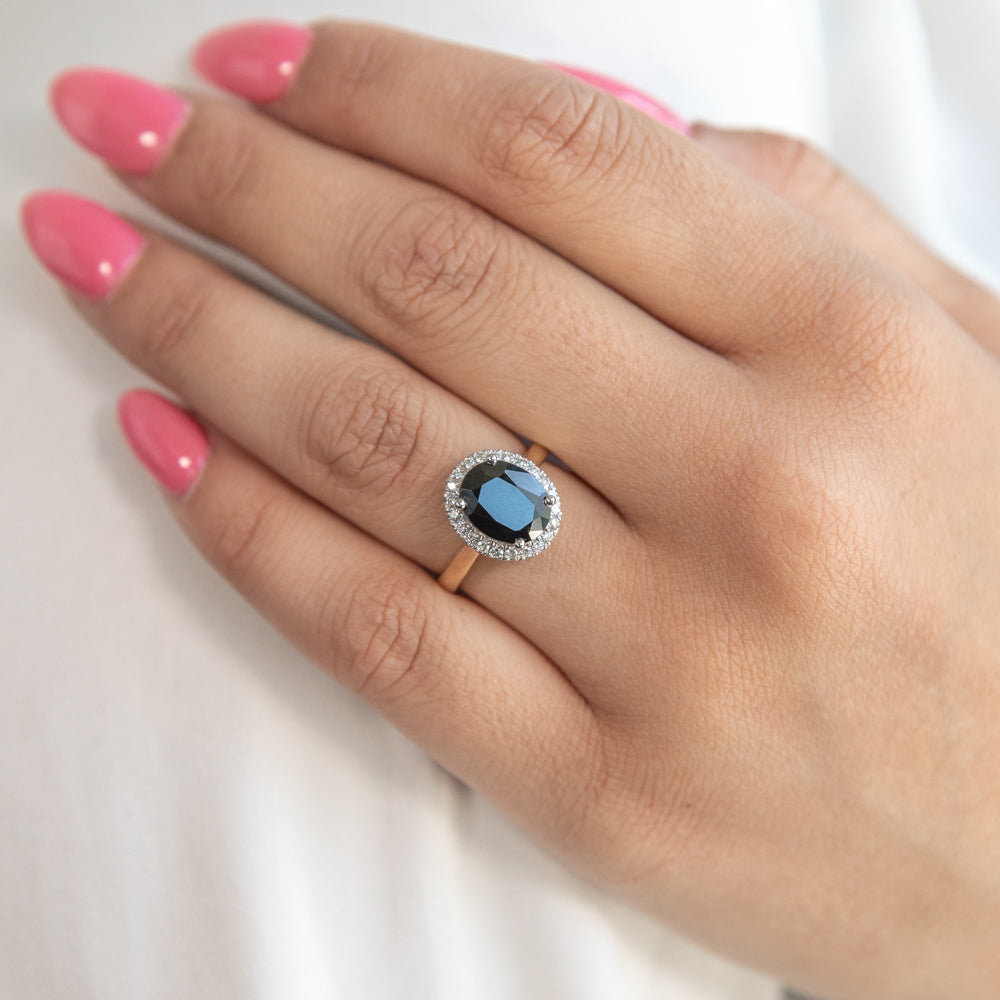Vintage Midnight Blue Sapphire & Diamond Montreux Ring - La Kaiser