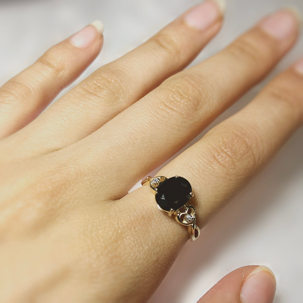 Shane Co. + Black Sapphire Cathedral Engagement Ring