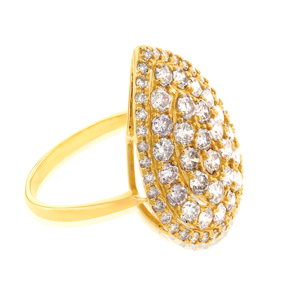 18ct Yellow Gold 2 Carat Diamond Pear Shape Cluster Ring