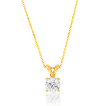 Load image into Gallery viewer, Luminesce Lab Grown 1 CT Solitaire Pendant 9ct Yellow gold on adjustable 45cm Chain