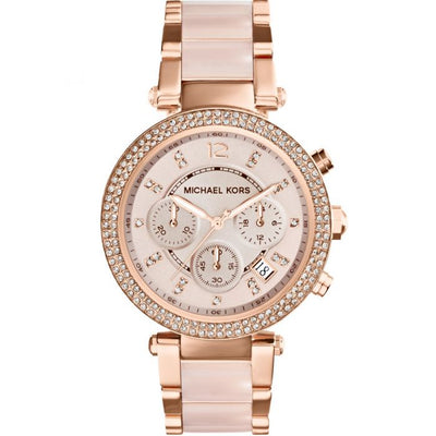 Michael Kors Womens Parker Chronograph Rose GoldTone Stainless Steel Watch  MK6834  Walmartcom
