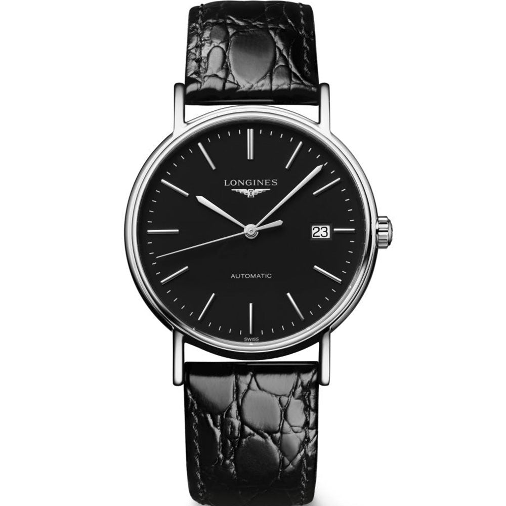 Longines Presence L49214522 Black Leather 38.5mm Grahams Jewellers