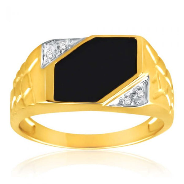 Mens onyx deals diamond ring